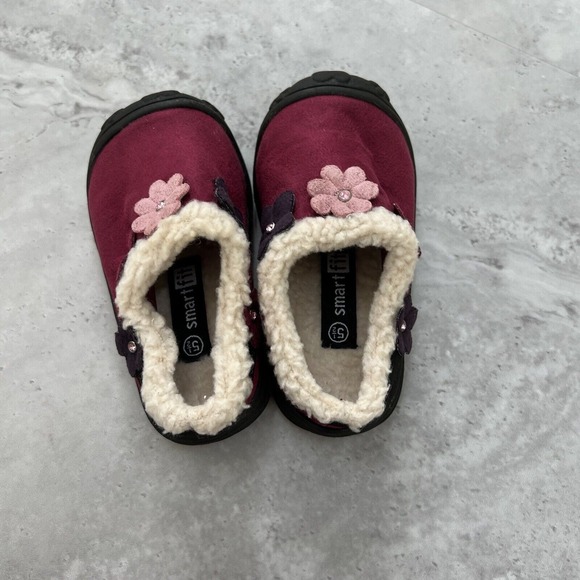 Smartfit Girls Size 5 1/2‎ Sherpa Lined Shoes Pink Clog Slip Ons - Picture 3 of 4